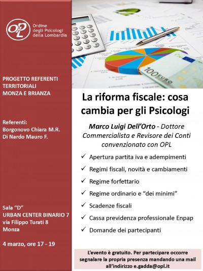 immagine articolo MONZA - La riforma fiscale: cosa cambia per gli Psicologi