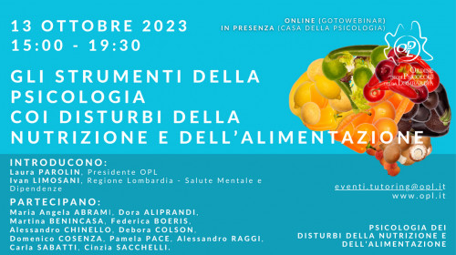 immagine articolo Gli strumenti della Psicologia coi Disturbi della nutrizione e dell’alimentazione - 
Tavolo di Lavoro sulla Psicologia dei disturbi della Nutrizione e dell’Alimentazione: evento conclusivo