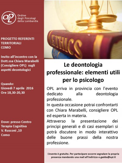 immagine articolo COMO - Le deontologia professionale: elementi utili per lo psicologo