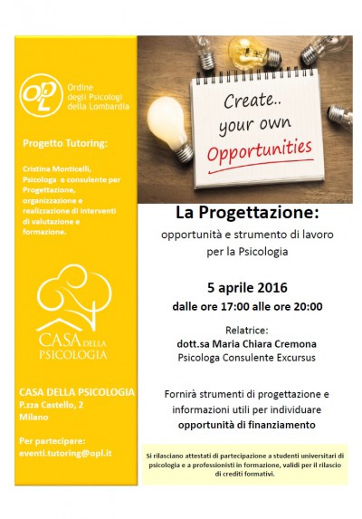 immagine articolo La Progettazione: opportunità e strumento di lavoro per la Psicologia - Evento Tutoring