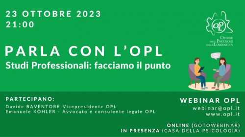 immagine articolo PARLA CON L'OPL - STUDI PROFESSIONALI: FACCIAMO IL PUNTO