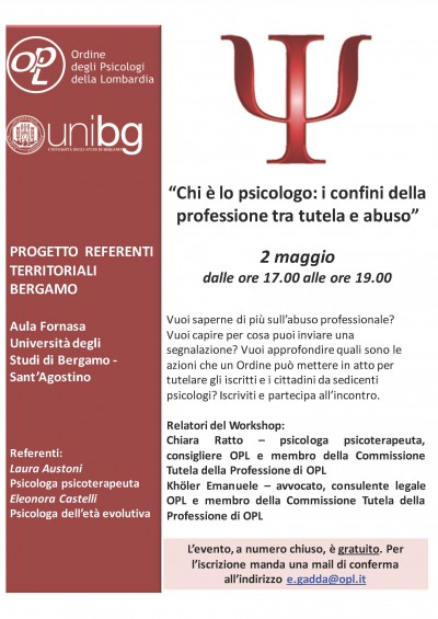 immagine articolo BERGAMO - Chi è lo psicologo: i confini della professione tra tutela e abuso