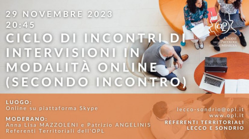 immagine articolo LECCO - SONDRIO - Ciclo di incontri di Intervisioni in modalità online (secondo incontro)