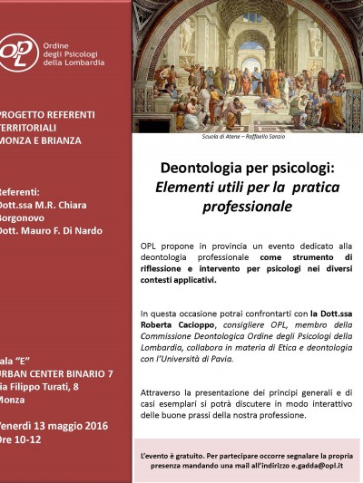 immagine articolo MONZA - Deontologia per psicologi: Elementi utili per la  pratica professionale