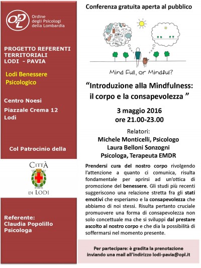 immagine articolo LODI - Introduzione alla Mindfulness: il corpo e la consapevolezza - Rassegna Benessere Psicologico primavera 2016