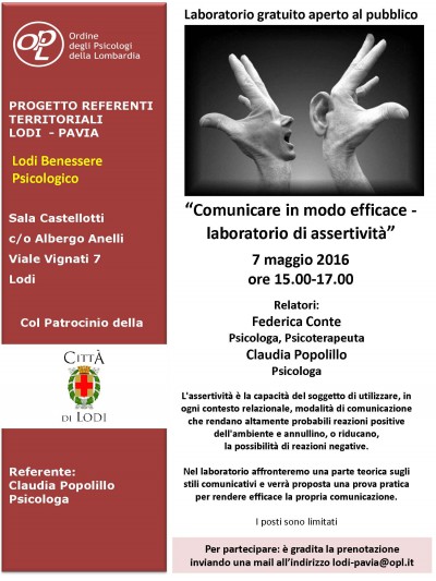 immagine articolo LODI - Comunicare in modo efficace - laboratorio di assertività - Rassegna Benessere Psicologico primavera 2016