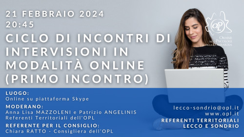 immagine articolo LECCO - SONDRIO - Ciclo di incontri di Intervisioni in modalità online (primo incontro)