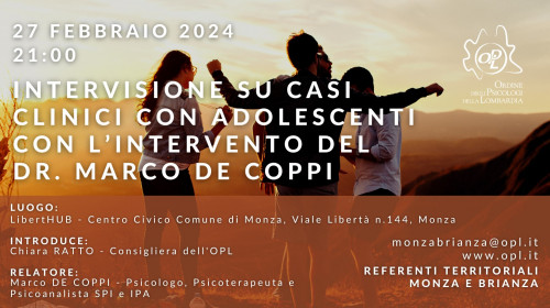 immagine articolo MONZA E BRIANZA - Intervisione su casi clinici con adolescenti con l’intervento del dr. Marco De Coppi