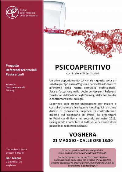 immagine articolo VOGHERA - Psicoaperitivo con i referenti territoriali