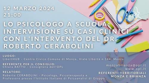 immagine articolo MONZA E BRIANZA - Lo psicologo a scuola: intervisione su casi clinici con l’intervento del dr. Roberto Cerabolini