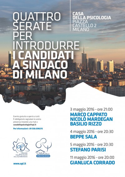 L’Ordine degli Psicologi della Lombardia incontra i candidati a Sindaco di Milano. Quattro serate a tema presso la Casa della Psicologia