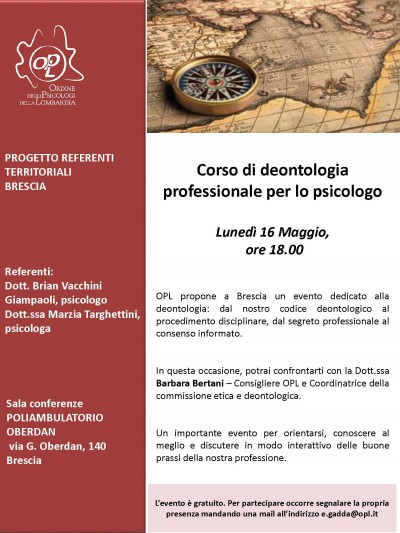 immagine articolo BRESCIA - Corso di deontologia professionale per lo psicologo