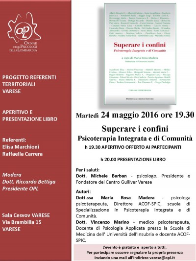 immagine articolo VARESE - Superare i confini. Psicoterapia Integrata e di Comunità