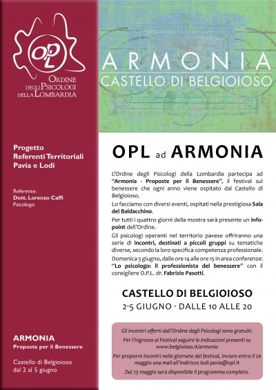 immagine articolo OPL al Festival Armonia dedicato al Benessere