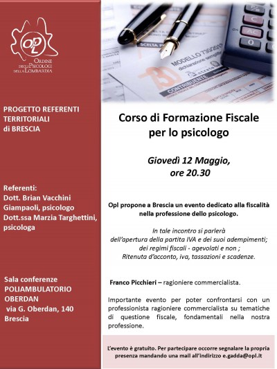 immagine articolo BRESCIA - Corso di Formazione Fiscale per lo psicologo