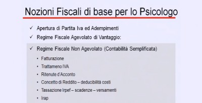 Nozioni di fiscalità per lo psicologo - Regime fiscale non agevolato, con Anna Giostra - seconda parte
