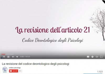 La revisione del codice deontologico degli psicologi - video integrale