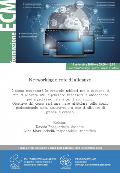 immagine articolo Evento ECM-OPL: Corso Networking e rete di alleanze