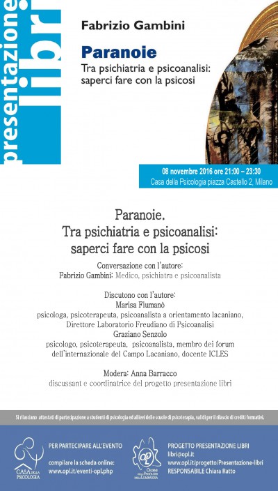 immagine articolo Presentazione libro: “Paranoie. Tra psichiatria e psicoanalisi. Saperci fare con la psicosi” - Rassegna “inconscio e società”