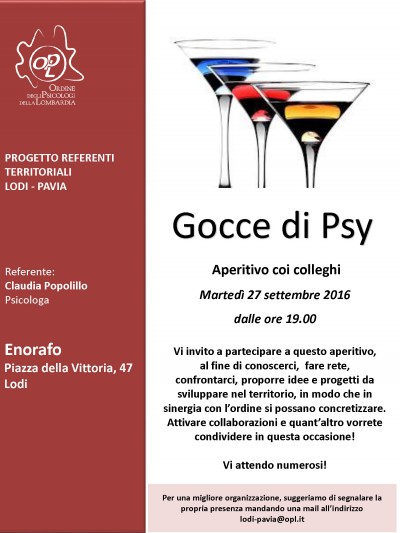 immagine articolo LODI - Gocce di Psy - aperitivo con i colleghi
