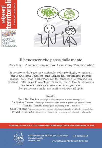 immagine articolo LODI - Il benessere che passa dalla mente -  Coaching – Analisi immaginativa- Counseling Psicosomatico
