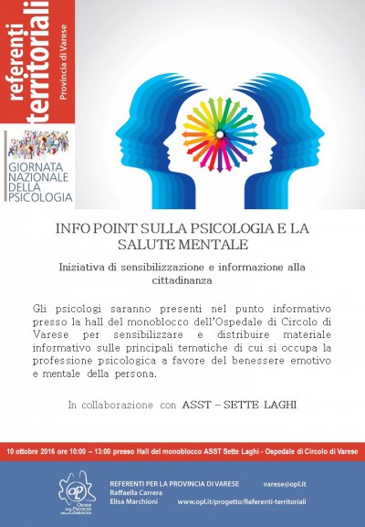 immagine articolo VARESE - Info point sulla psicologia e la salute mentale - Iniziativa di sensibilizzazione e informazione alla cittadinanza