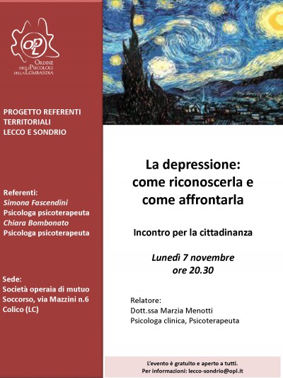 immagine articolo COLICO (LC) - La depressione: come riconoscerla e come affrontarla