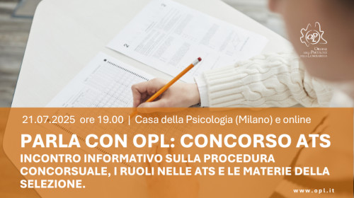 15/07/2025 - Partecipa all'evento Parla con OPL: concorso ATS