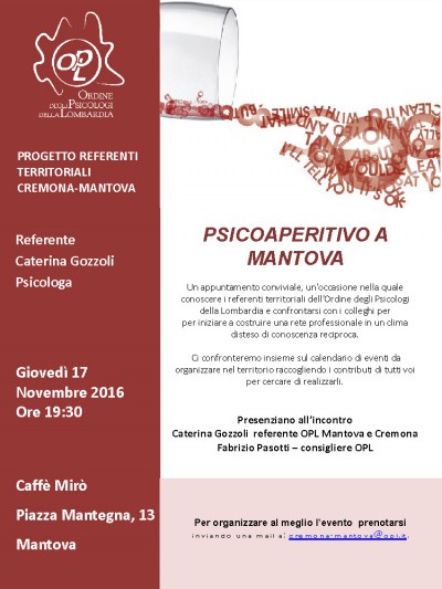 immagine articolo MANTOVA - Psicoaperitivo con i referenti territoriali