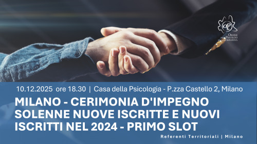 immagine articolo MILANO - Cerimonia d'impegno solenne nuove iscritte e nuovi iscritti nel 2024 - PRIMO SLOT