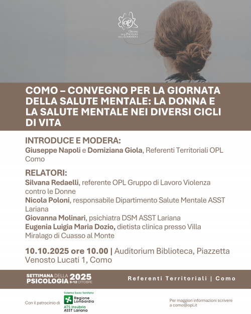 immagine articolo COMO – Convegno per la giornata della salute mentale: la donna e la salute mentale nei diversi cicli di vita
