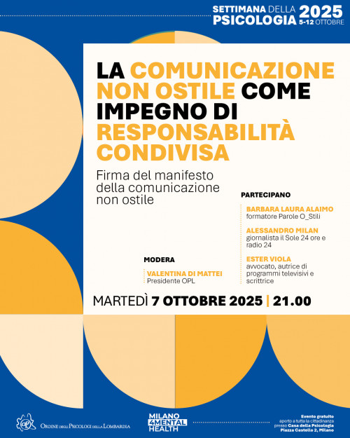 immagine articolo SETTIMANA DELLA PSICOLOGIA - LA COMUNICAZIONE NON OSTILE COME IMPEGNO DI RESPONSABILITÀ CONDIVISA: 
FIRMA DEL MANIFESTO DELLA COMUNICAZIONE NON OSTILE