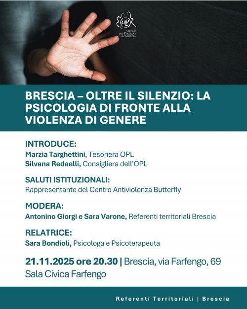immagine articolo Brescia – “Oltre il Silenzio: La Psicologia di fronte alla Violenza di Genere”