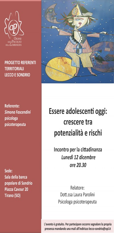 immagine articolo TIRANO (SO) - Essere adolescenti oggi: crescere tra potenzialità e rischi