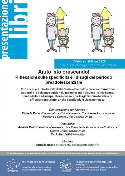 immagine articolo Presentazione libro: Aiuto sto crescendo! Riflessioni sulle specificità e i disagi del periodo preadolescenziale