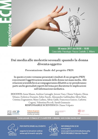 immagine articolo Evento ECM-OPL: Presentazione finale del progetto PRIN. Dai media alle molestie sessuali: quando la donna diventa oggetto