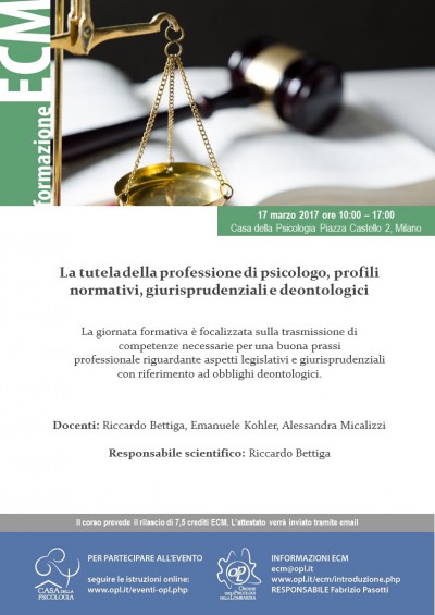 immagine articolo Evento ECM-OPL: La tutela della professione di psicologo, profili normativi, giurisprudenziali e deontologici