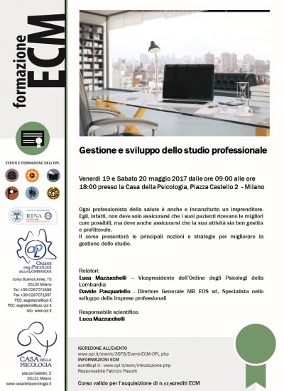 immagine articolo Evento ECM-OPL: Gestione e sviluppo dello studio professionale 19-20/05/2017