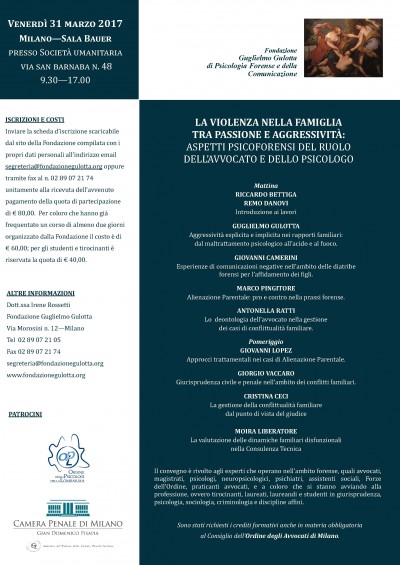 immagine articolo La violenza nella famiglia tra passione e aggressività: aspetti psicoforensi del ruolo dell'avvocato e dello psicologo