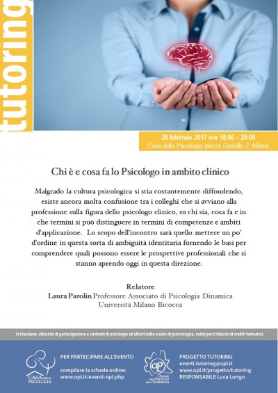 immagine articolo Evento tutoring OPL - Chi è e cosa fa lo psicologo in ambito clinico?