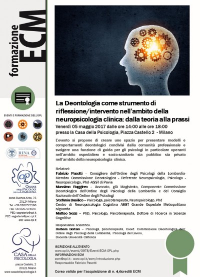 immagine articolo Evento ECM-OPL: La Deontologia come strumento di riflessione/intervento nell’ambito della neuropsicologia clinica: dalla teoria alla prassi