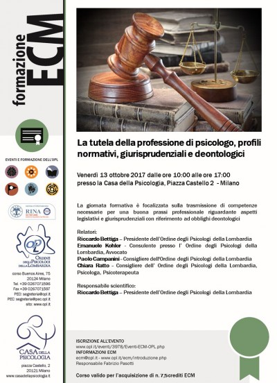 immagine articolo Evento ECM-OPL: La tutela della professione di psicologo, profili normativi, giurisprudenziali e deontologici 