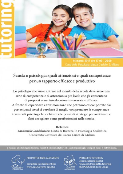 immagine articolo Evento Tutoring - Scuola e psicologia: quali attenzioni e quali competenze per un rapporto efficace e produttivo