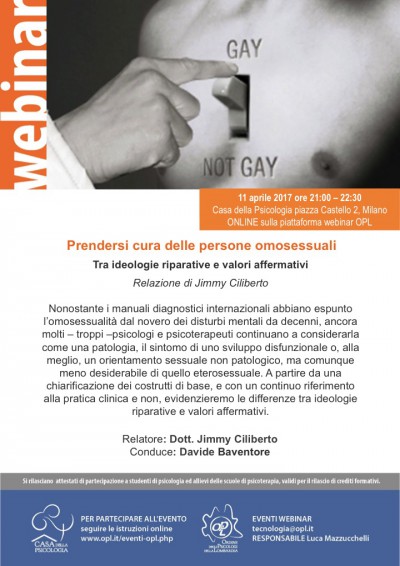 immagine articolo Webinar OPL: Prendersi cura delle persone omosessuali. Tra ideologie riparative e valori affermativi