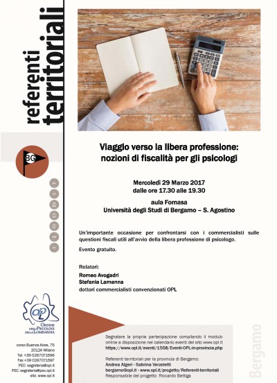 immagine articolo BERGAMO - Viaggio verso la libera professione: nozioni di fiscalità per gli psicologi