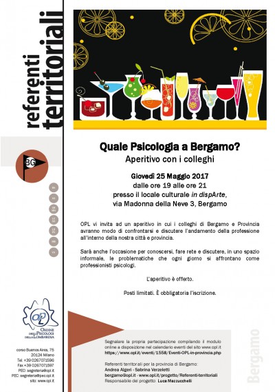 immagine articolo BERGAMO - Quale Psicologia a Bergamo? Aperitivo con i colleghi