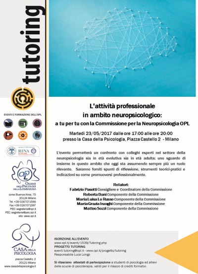 immagine articolo Evento Tutoring OPL: l'attività professionale in ambito neuropsicologico: a tu per tu con la Commissione per la Neuropsicologia OPL