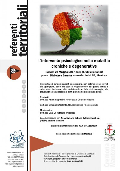 immagine articolo MANTOVA - L’intervento psicologico nelle malattie croniche e degenerative