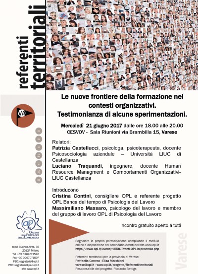 immagine articolo VARESE - Le nuove frontiere della formazione nei contesti organizzativi. Testimonianza di alcune sperimentazioni