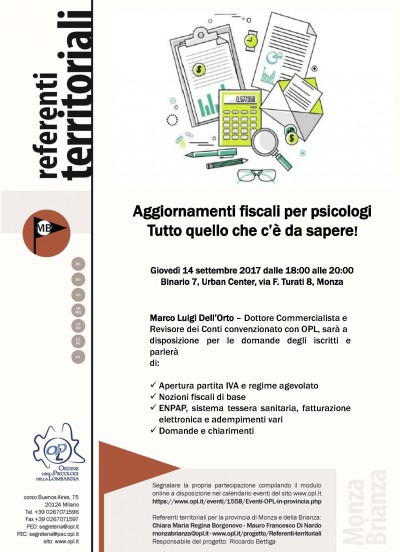 immagine articolo MONZA - Aggiornamenti fiscali per psicologi. Tutto quello che c’è da sapere!